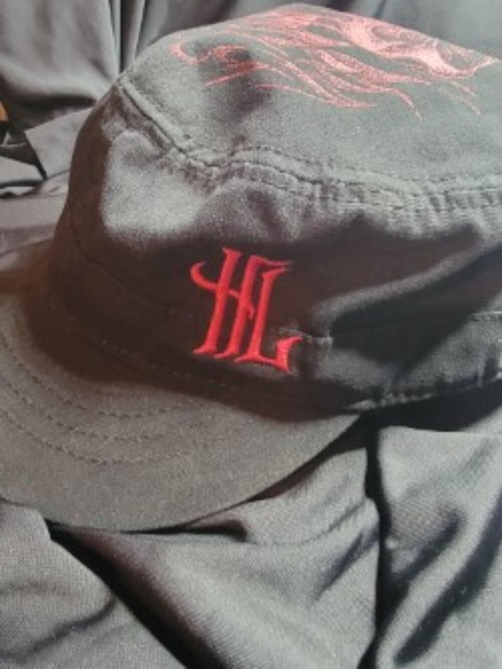Hart & Huntington Hat L/XL Black Cadet Cap Y2K Tattoo Moto Stretch Fit